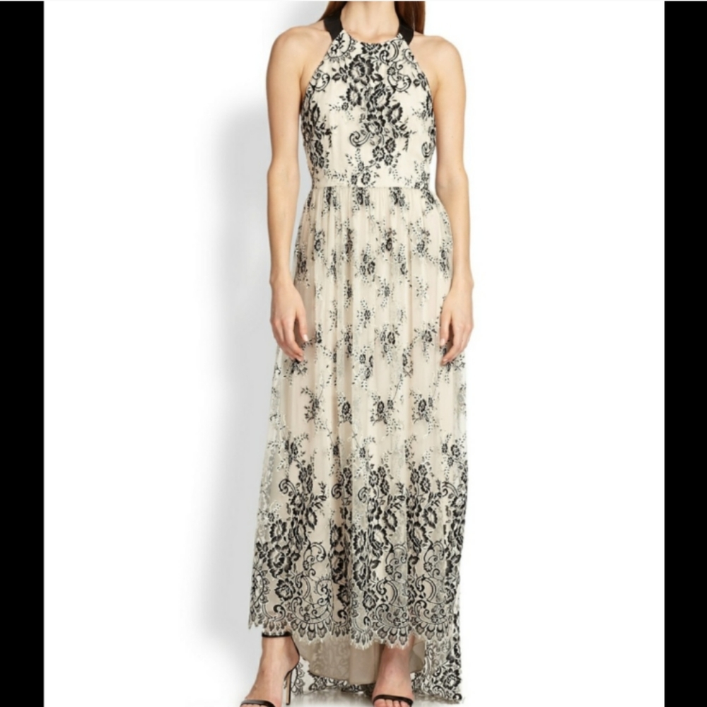 Alice + Olivia Black and Cream Lace Dress